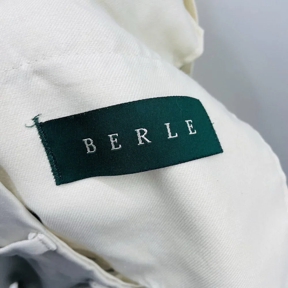 Berle Mens Size 36 Soft Microfiber Pleated Front Dress Shorts in Khaki Beige $90